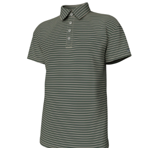 Charles 4 Button Performance Polo - Duck Green Stripe