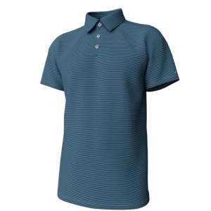 Youth Hinton Stripe Performance Polo - Mallard Blue & Mountain Spring