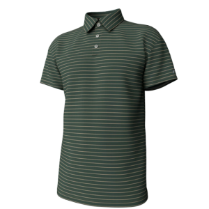 Youth Horizon Stripe Performance Polo - Duck Green & Sandstone