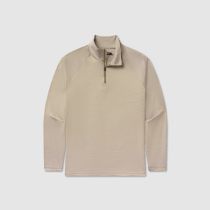 Southampton Performance Quarter Zip - Stripes - White & Dark Olive