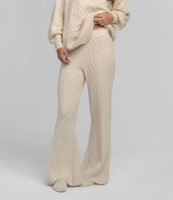 Comfy Cozy Sweater Pants - Parchment