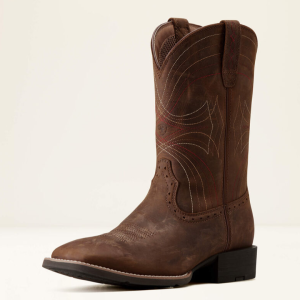 Sport Wide Square Toe Cowboy Boot - Distressed Brown