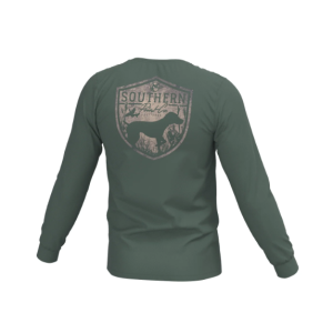 Silhouette Shield Long Sleeve Pocket Tee - Duck Green