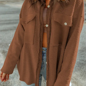 Solid Reverse Seam Button-Front Terry Shacket