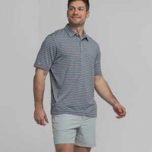 Cahaba Heather Stripe Polo - Navy Night