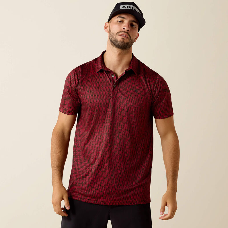 All Over Print Fitted Polo - Chili Pepper Tribe Geo Print