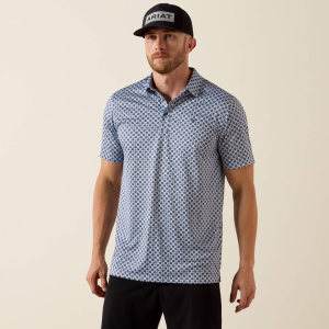 All Over Print Fitted Polo - White Medallion Print