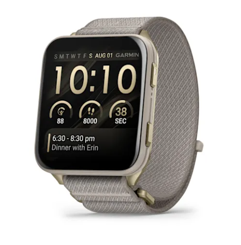 Venu® X1 Soft Gold with Titanium Caseback and French Gray Nylon Band