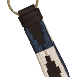 Charro Loop Keyring - Brown Leather - Navy & Cream