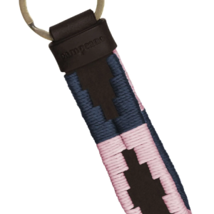 Charro Loop Keyring - Brown Leather - Navy & Pink