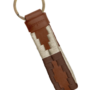 Charro Loop Keyring - Tan Leather - Cream & Brown