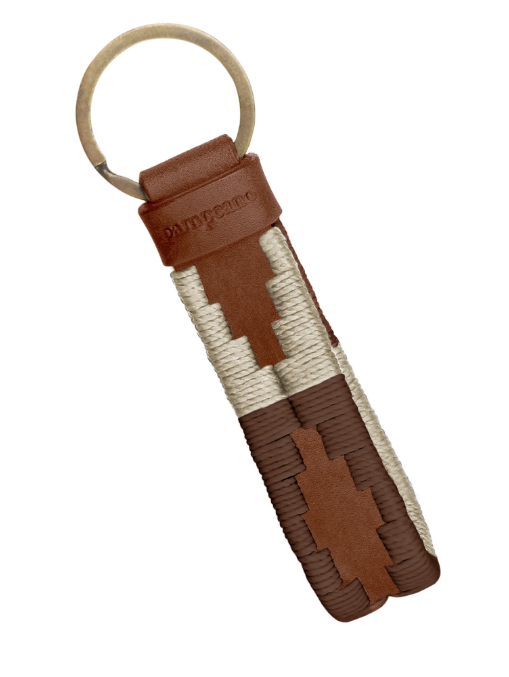 Charro Loop Keyring - Tan Leather - Cream & Brown