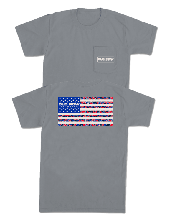 USA Camo Flag Pocket Tee - Granite