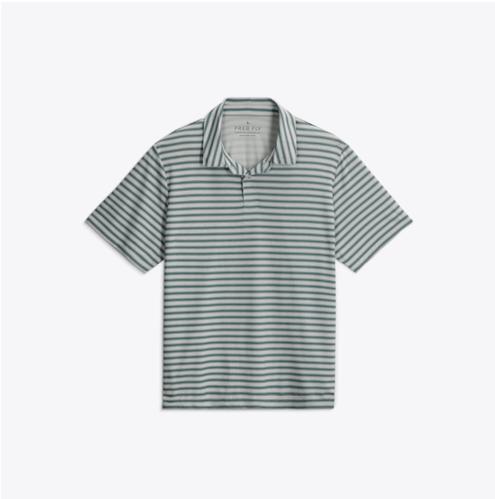Men's Elevate Polo - Smooth Sailing Stripe Heather Aspen Grey