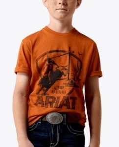 YTH Ariat Tough As Leather T-Shirt - Bombay Brown