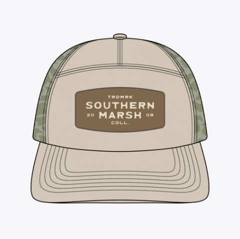 Uvalde County 7 Panel Trucker - Retro Camo - Audubon Tan