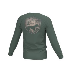 Youth Silhouette Shield Long Sleeve Pocket Tee - Duck Green
