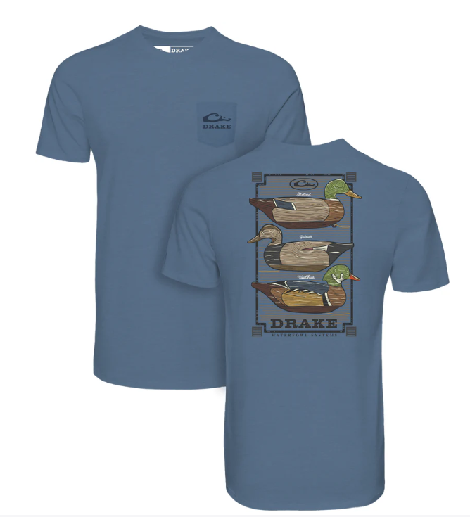 Drake Vintage Decoy Stack SS Tee - Coronet Blue Light Heather