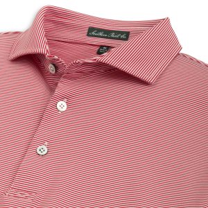 Hinton Stripe Polo - White and Crimson