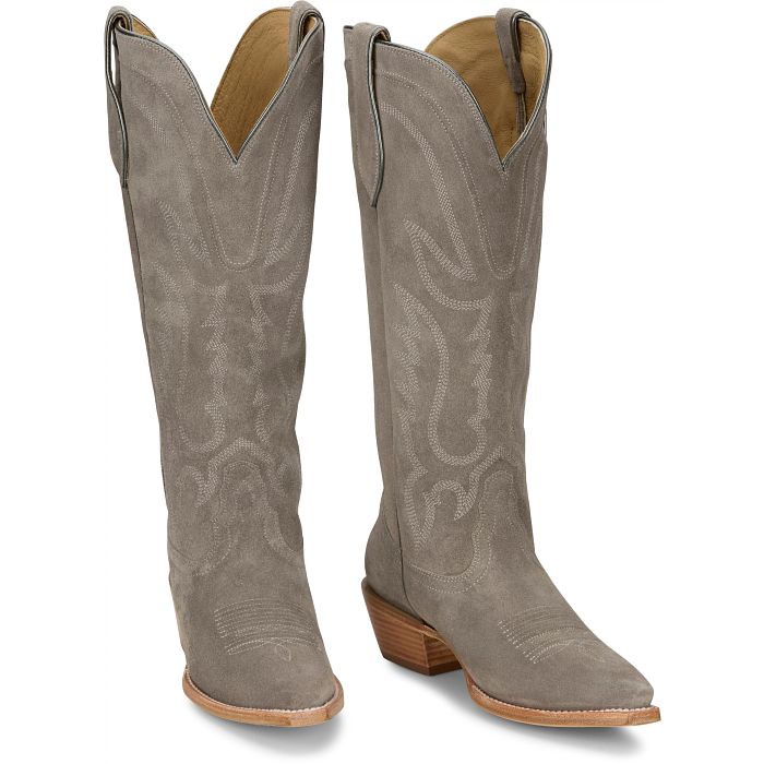 Liz 15" Suede Western Boot - Ash