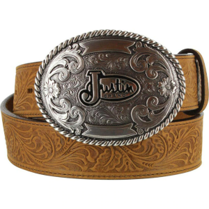 Justin Men's Floral Leather Trophy Belt