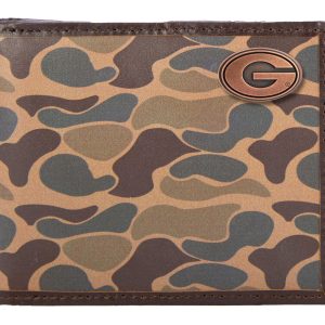 Brown Old School Camo Bifold Wallet - UGA Concho