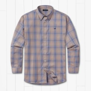 Tupelo Windowpane Dress Shirt - Taupe/French Blue