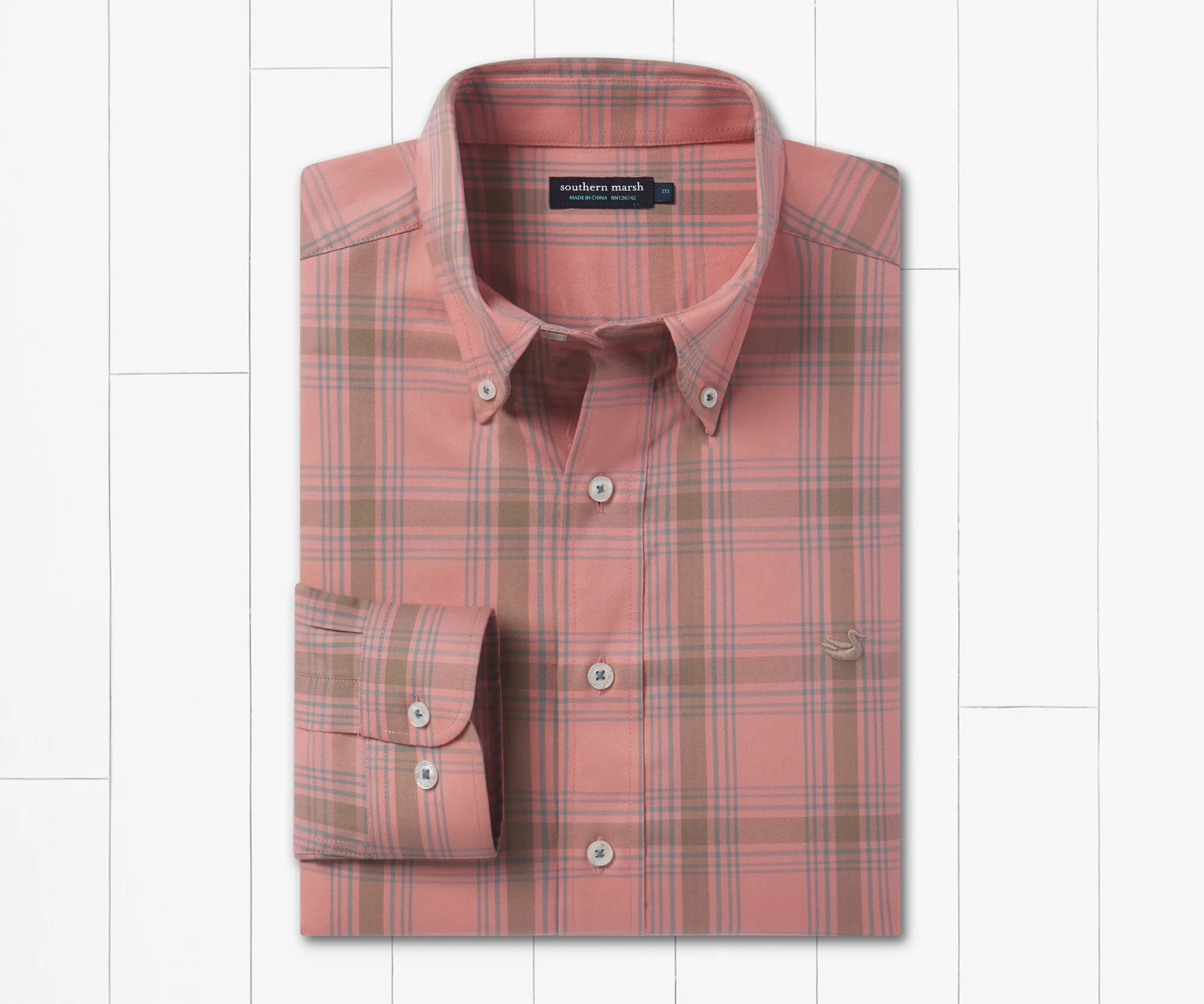 Tupelo Windowpane Dress Shirt - Washed Red/Stone - Image 2