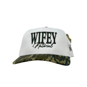 Wifey Material Trucker Hat - Retro Bottomland & White