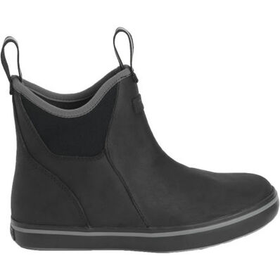 Women's Leather 6" Ankle Deck Boot - Black - Image 7