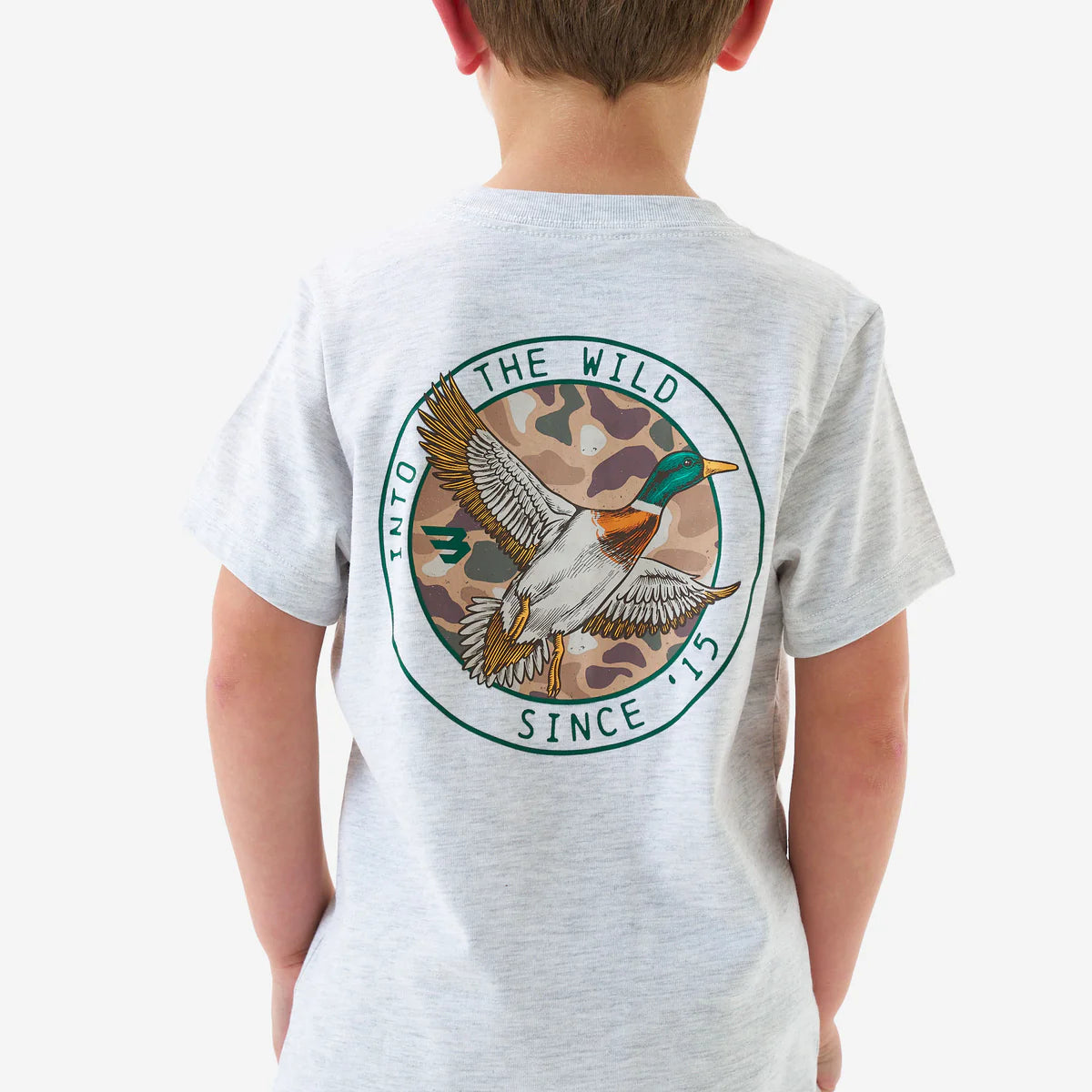 Youth SS Tee - Camo Mallard Duck - Heather Ash Grey - Image 4