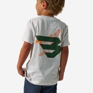 Youth Short Sleeve Tee - Duck Flying B (Green) Logo - Oatmeal