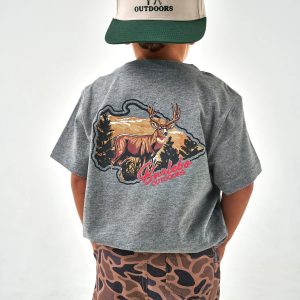 Youth Tee - Hill Country Buck - Dark Heather Grey