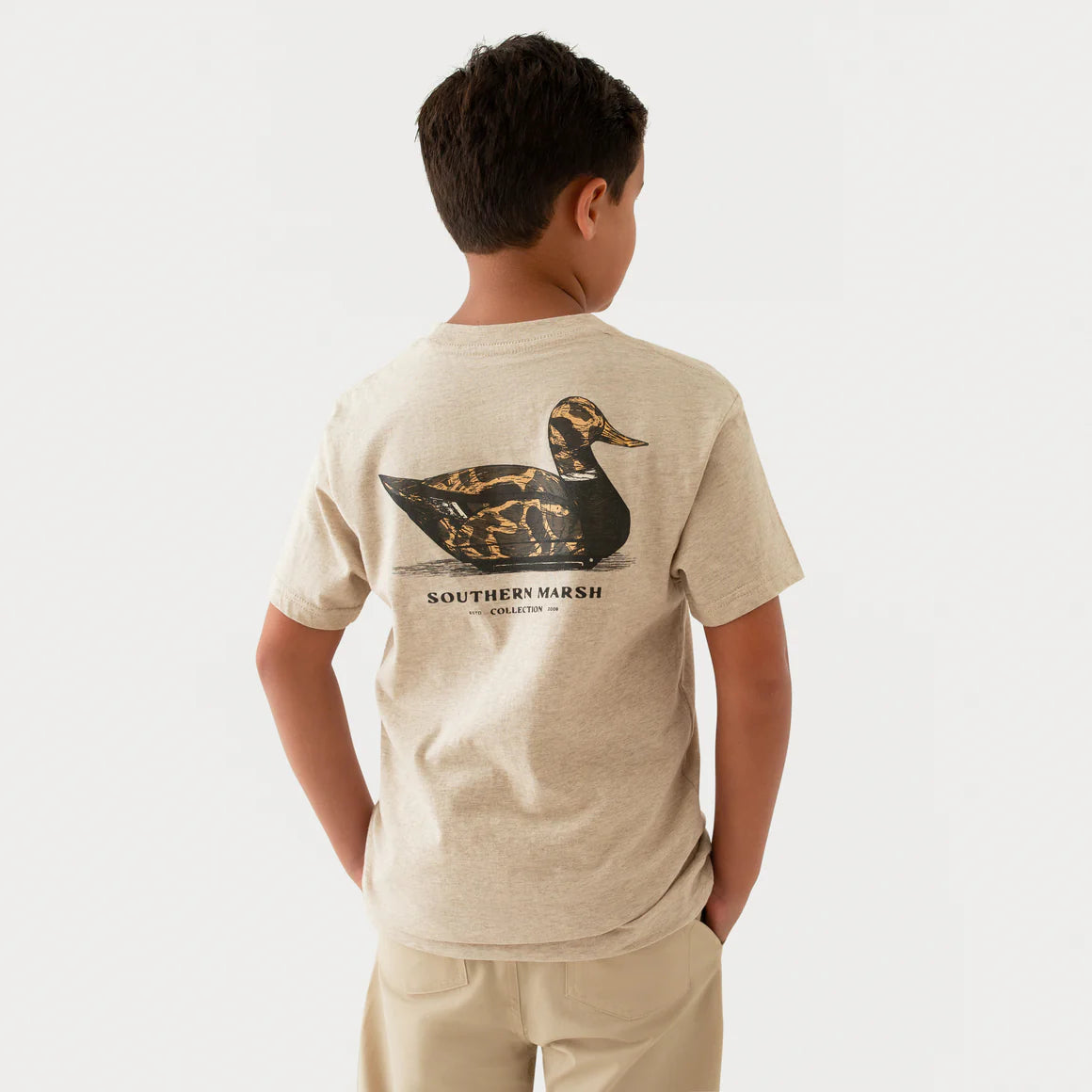 Youth Vintage Duck Decoy Tee - Camo - Washed Oatmeal - Image 4