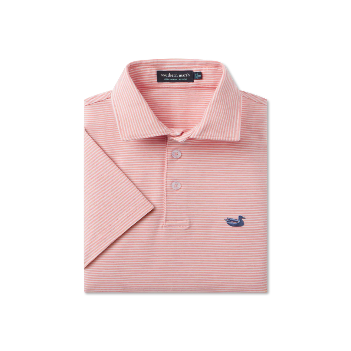 Youth Amagansett Relaxed Polo - Stripe - Coral - Image 2