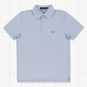 Youth Bermuda Performance Polo - Light Blue & White