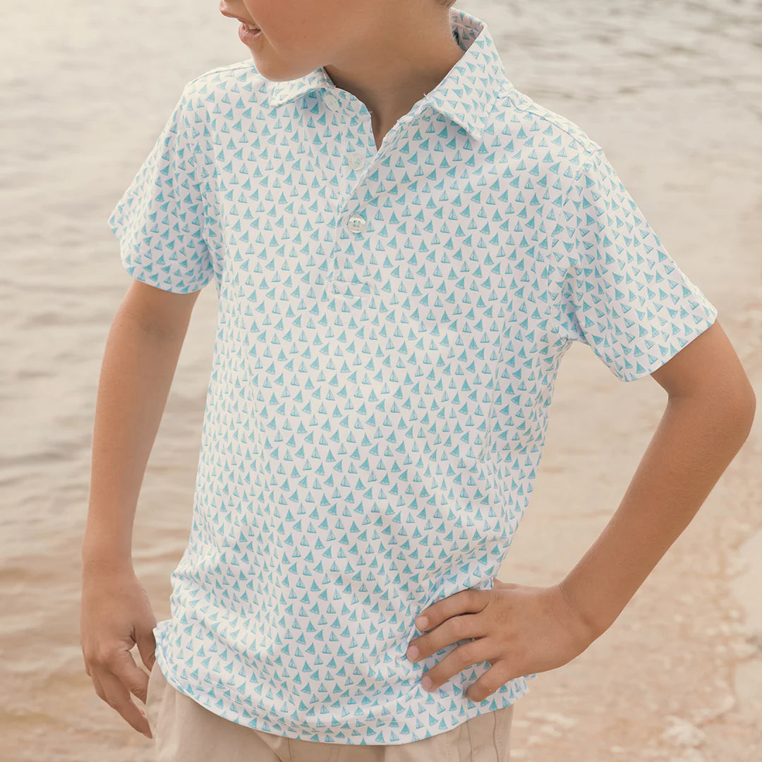 Youth Flyline Performance Polo - Antigua Blue Regatta - Image 3
