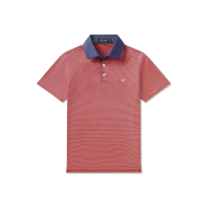 Youth Bermuda Performance Polo - Blue/Coral