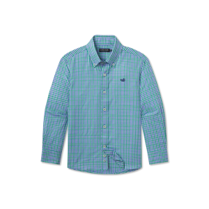 Youth Campbell Plaid Dress Shirt-Green and Blue