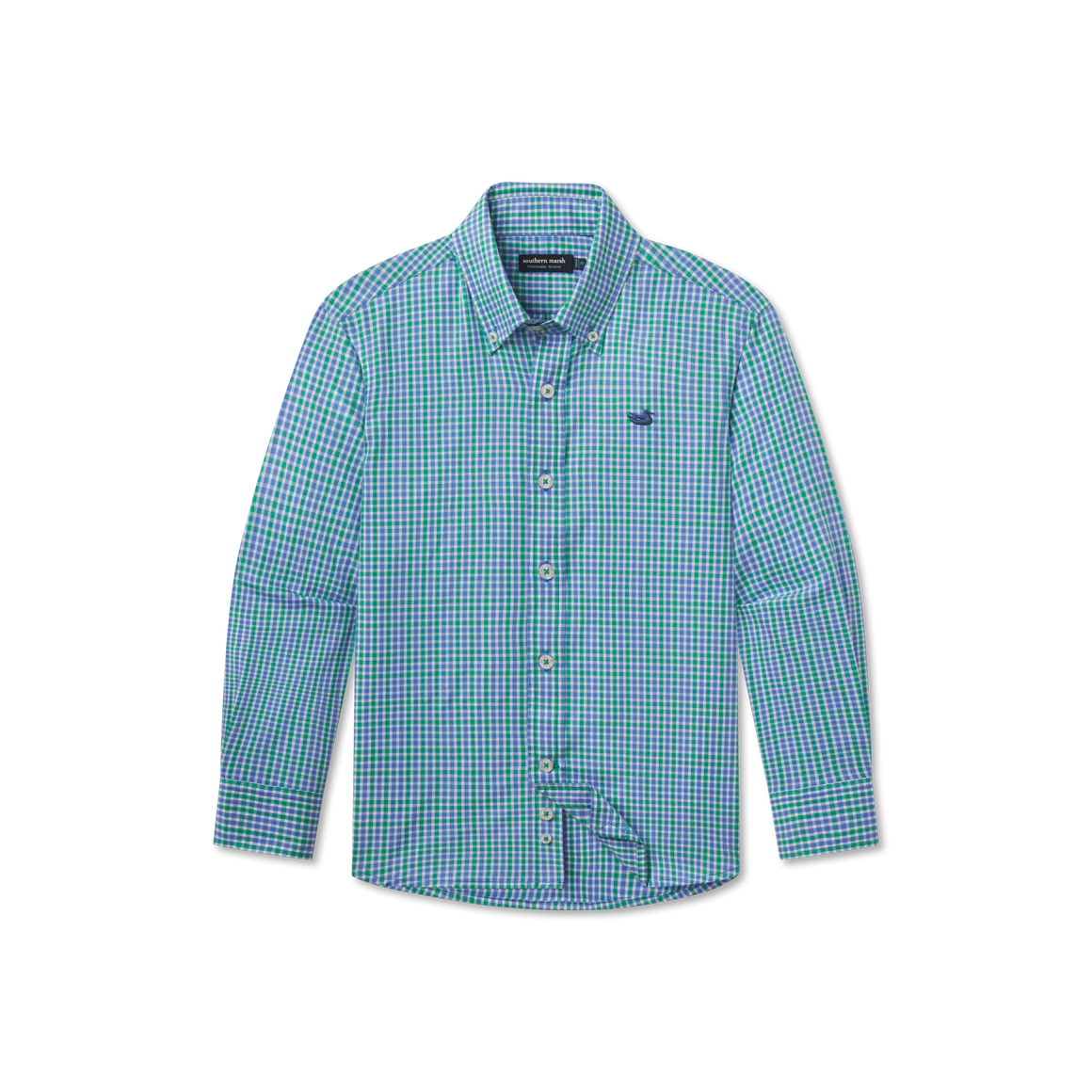 Youth Campbell Plaid Dress Shirt-Green and Blue