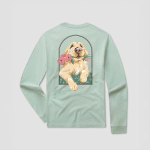 Youth Floral Fetch Tee LS - Cool Mint