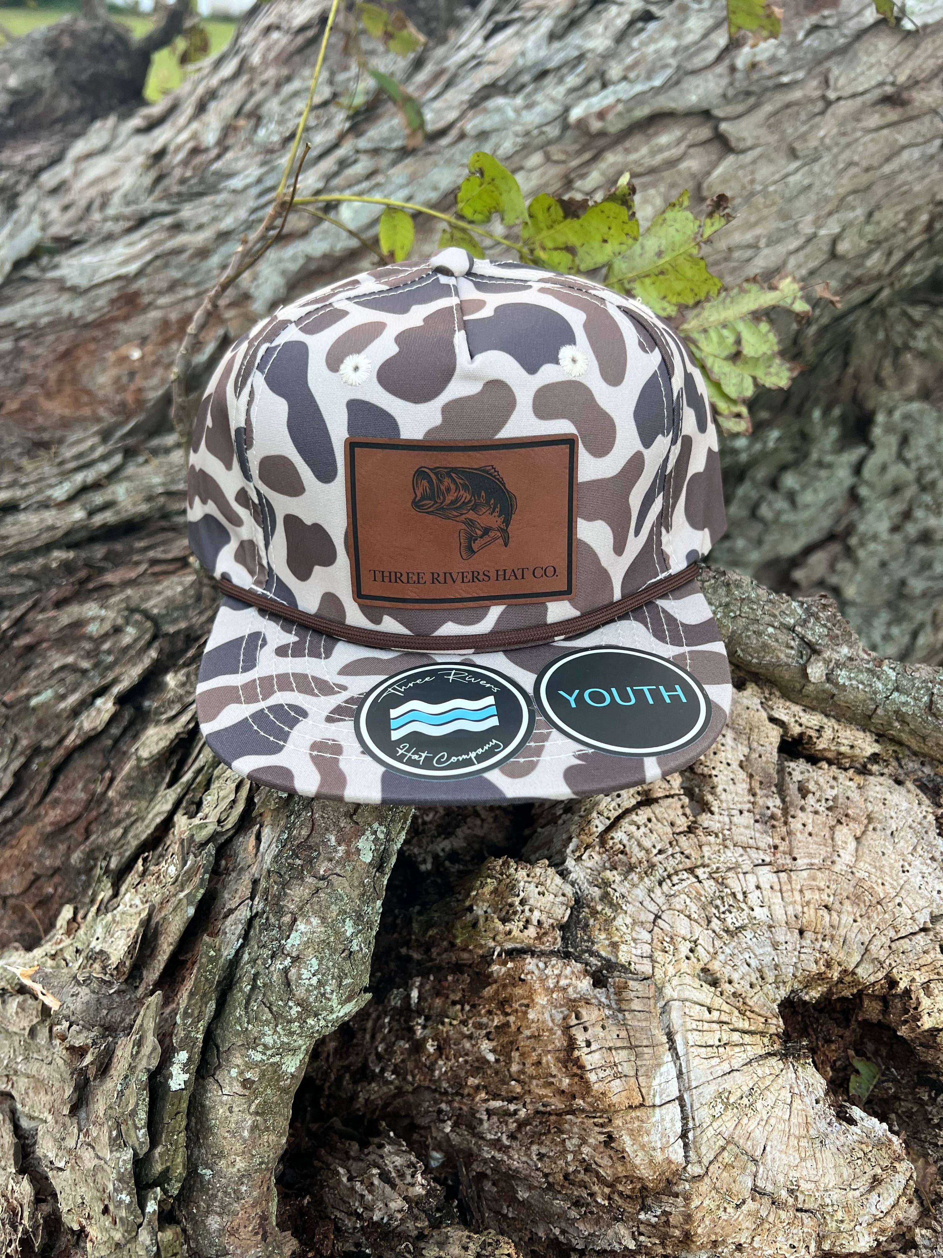 YOUTH/KIDS - Bass Fishing - Camo Rope Hat - Lost Hat Co.: Old’s Cool Slough