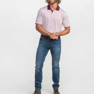 Country Club Heather Stripe Polo - Bordeaux
