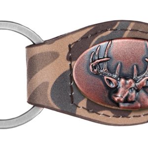 Brown Old School Camo Leather Key Fob - Buck Concho