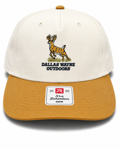 Dallas Wayne Outdoors Leaping Buck Trucker Hat - Cream & Wheat