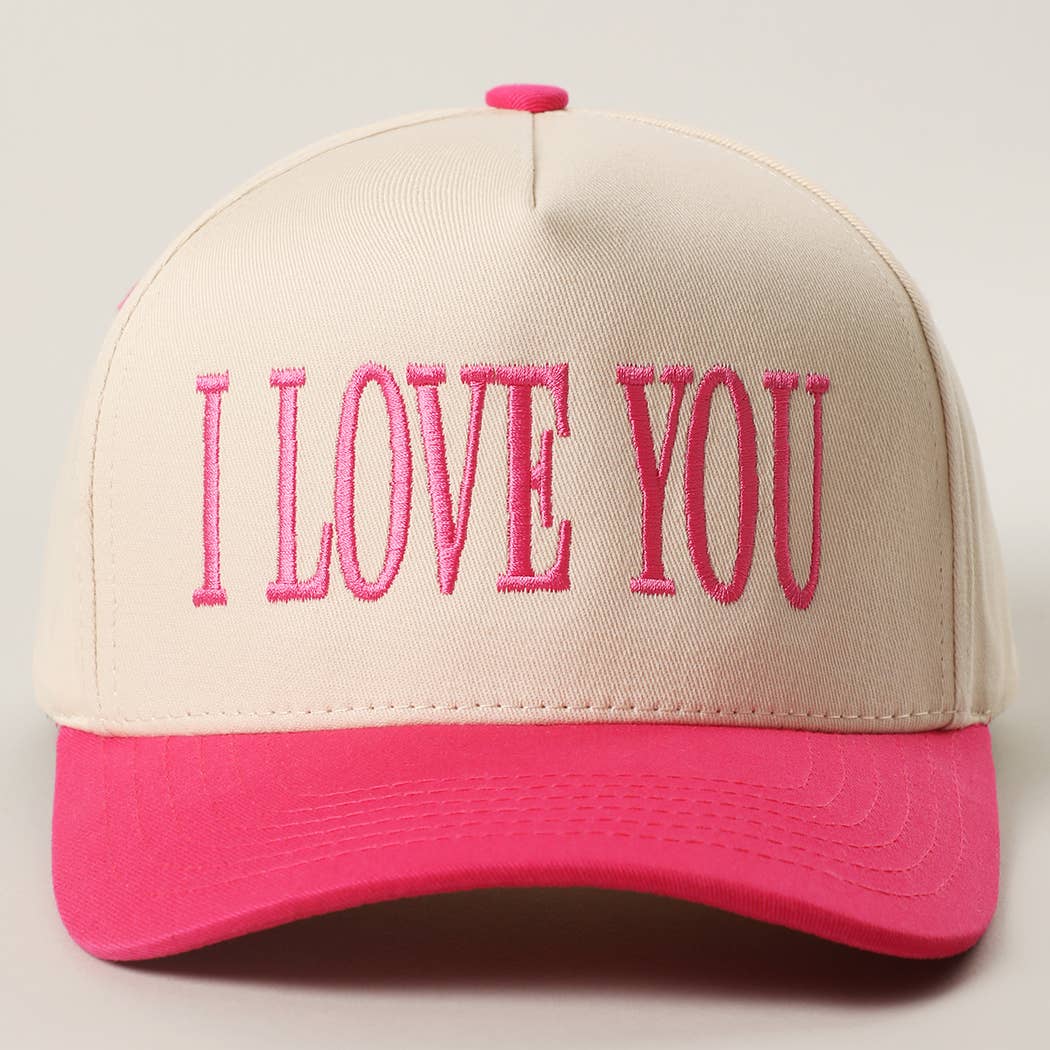 I Love You Trucker Hat - Pink & Cream