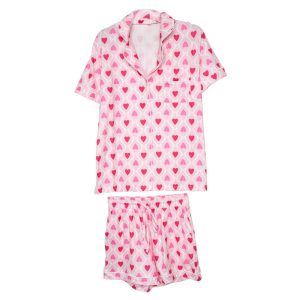 Light and Hot Pink Hearts Pajama Set - Pink