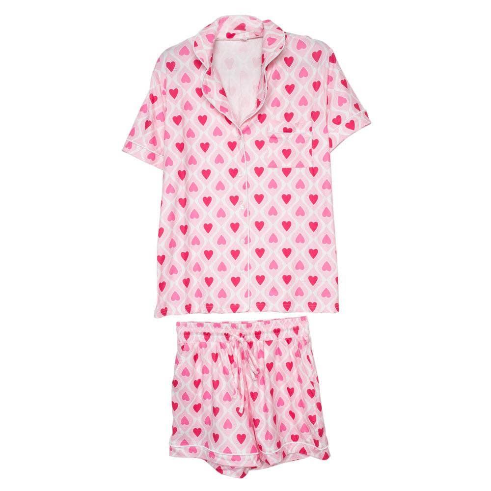 Light and Hot Pink Hearts Pajama Set - Pink