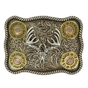 Rectangle Shot Shell Buck Belt Buckle