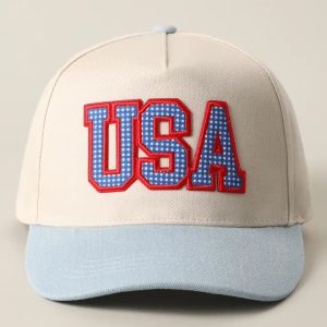 USA Flag Patch Denim Two-Tone Baseball Cap - Royal Blue